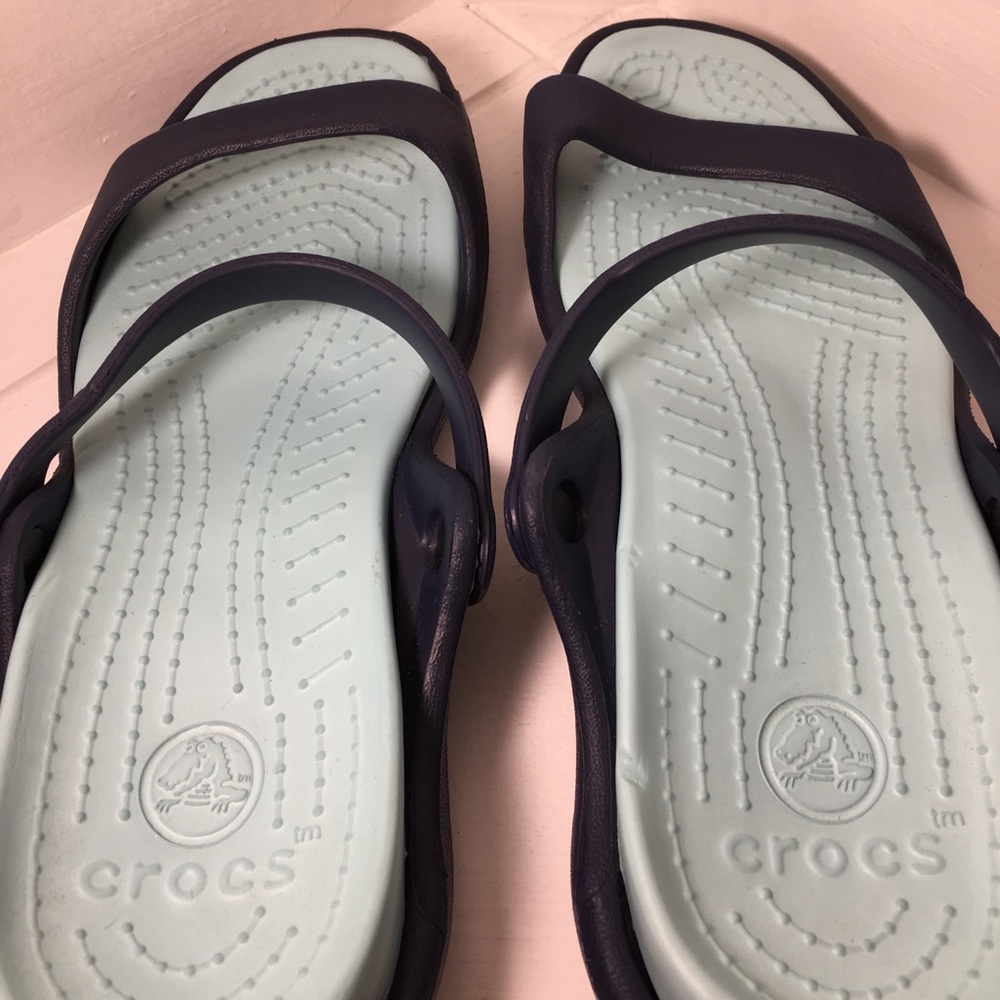 Ladies Navy Crocs Sandals